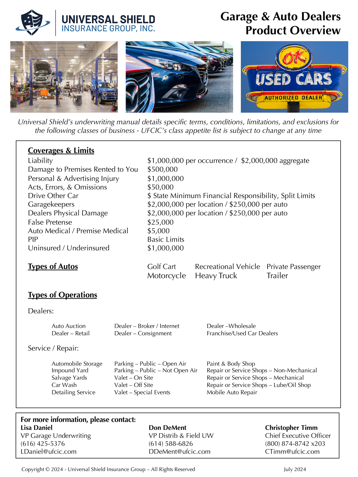 Garage & Auto Dealers Product Overview Flyer